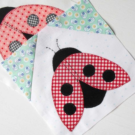 Ladybug Quilt, Freehand Embroidery, Bird Quilt Blocks, Patchwork Blocks, Applique Ideas, Spring Quilts, Quilt Square Patterns, Barn Quilt Patterns, Bird Quilt