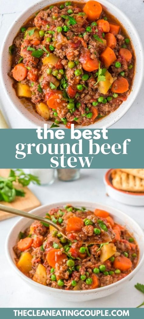 Learn how to make the best Hamburger Stew Recipe! This easy ground beef stew can be made in the instant pot, crockpot, or on the stove top for dinner. It's paleo, Whole30, gluten free, dairy free and absolutely delicious! Ground Beef Recipes Dairy Free Dinners, Ground Beef Instant Pot Recipes Dairy Free, Easy Crock Pot Meals Dairy Free, Non Dairy Ground Beef Recipes, Instant Pot Ground Beef Stew, Clean Beef Stew, Ground Beef Soup Dairy Free, Gluten Free Beef Soup Recipes, Instant Pot Hamburger Stew