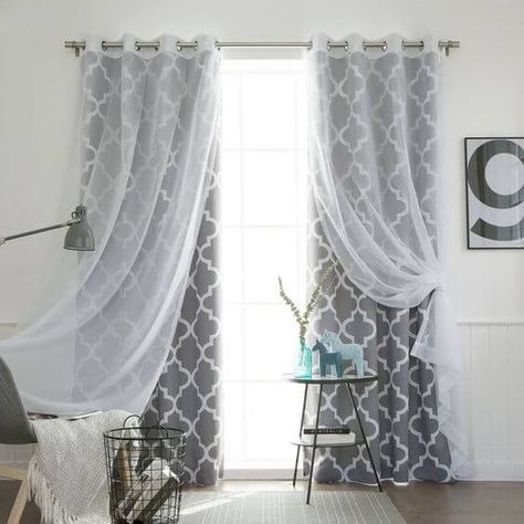 How to Hang Double Curtain Rods - Curtains Up Blog | Kwik-Hang   - Homemade Curtains. Farmhouse Living Room Curtains, Moroccan Room, Dining Room Curtains, Curtains Ideas, Window Treatments Bedroom, Plain Curtains, Double Curtains, Cool Curtains, Modern Farmhouse Living Room