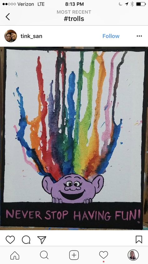 Saw this on Instagram! Looks like a fun craft! Trolls art Troll Arts And Crafts For Kids, Trolls Arts And Crafts For Kids, Trolls Activities For Kids, Bergen Trolls, Trolls Craft, Trolls Crafts For Kids, Trolls Crafts, Summer School Art, Movie Crafts