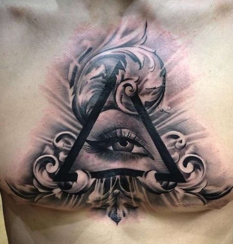 Eye Chest Tattoo, 3rd Eye Tattoo, Seeing Eye Tattoo, Traditional Chicano Tattoos, Ojo Tattoo, Eye Tattoo Meaning, Realistic Eye Tattoo, Aztec Tattoos Sleeve, Triangle Tattoo Design