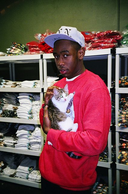 cats on cats // tyler the creator Tyler The Creator With Cat, Tyler The Creator 2011, Tron Cat, Felicia The Goat, Odd Future Wolf Gang, Wolf Haley, Tyler The Creator Wallpaper, Earl Sweatshirt, Wolf Gang