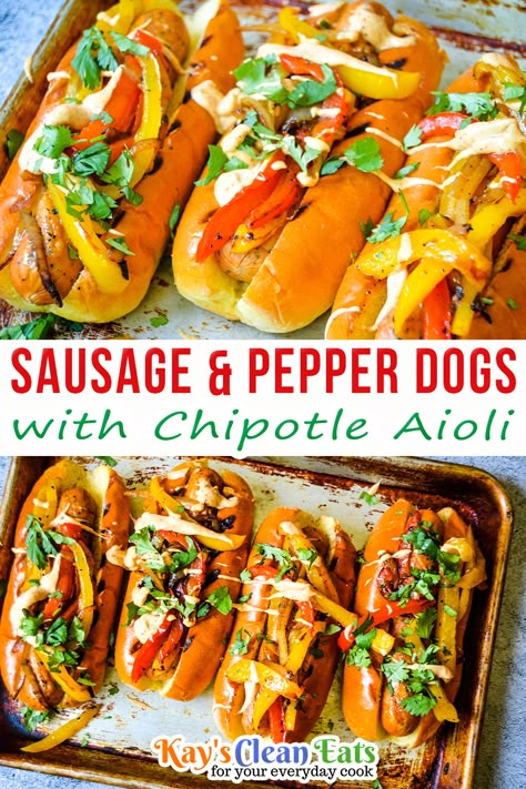 Hot Chicken Sausage Recipes, Grilled Chicken Sausage Recipes, Chipotle Chicken Sausage Recipes, Sausage Dog Toppings, Grilled Sausage And Peppers, Italian Sausage Hot Dog, Chicken Sausage Hot Dog, Spicy Sausage Sandwich, Chicken Sausage With Peppers And Onions