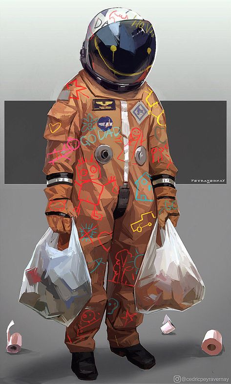 Cedric Peyravernay, Astronaut Art, Arte Cyberpunk, Space Suit, Space Art, Motion Design, Character Design Inspiration, Character Concept, Character Illustration