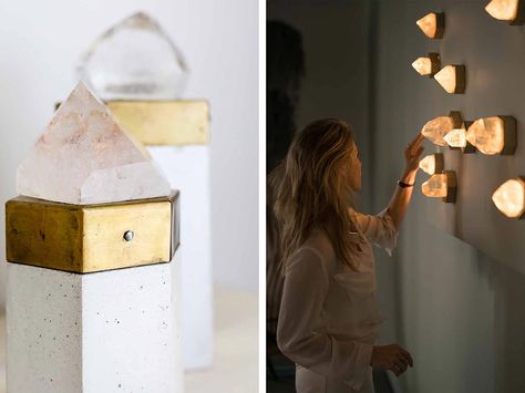 LIGHTING AND FURNITURE, STONE & ROSE CO – Rose Ink Workshop Rose Quartz Lamp, Minimal Lamp, Crystal Lights, Stone Lighting, Earth Design, Master Decor, Stone Rose, Massage Room, Diy Crystals