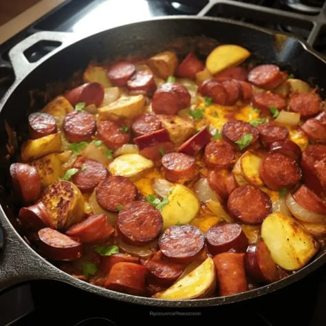 Oven Roasted Smoked Sausage and Potatoes - Life with Susan Roasted Smoked Sausage And Potatoes, Smoked Sausage And Potatoes, Smoked Sausage And Potato Recipe, Sausage And Potato Bake, Creamy Corn Casserole, Smoked Sausages, Garlic Chicken Stir Fry, Sausage And Potatoes, Smoked Sausage Recipes