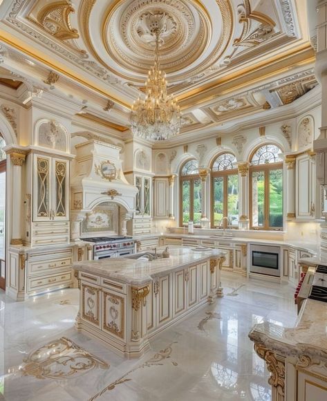 Animal Mashups, Castle Kitchens, Luxurious Kitchens, Royal Kitchen, Open Living Room Design, Castle House Design, Elegant Kitchen Design, Fairytale House, Dream Kitchens Design