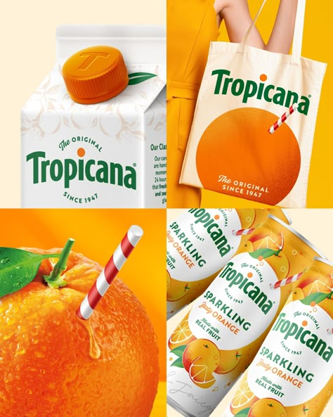 Tropicana amplifies its orange with a new identity by Sunhouse | Creative Boom Orange Juice Brands, Magnum Ice Cream, Brand Stories, Sauce For Rice, Juice Branding, Juice Packaging, Brand Mark, Orange Dots, Beer Packaging