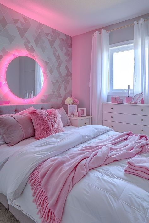 Gray Room With Pink Accent Wall, Gray And Pink Bedroom Ideas, Pink Gray And White Bedroom Room Ideas, Pink And Gray Bedroom, Bedroom Ideas For Small Rooms Cozy, Grey Bedroom Decor, Decor Ideas Bedroom, Luxury Room Bedroom, Pink Bedroom Decor