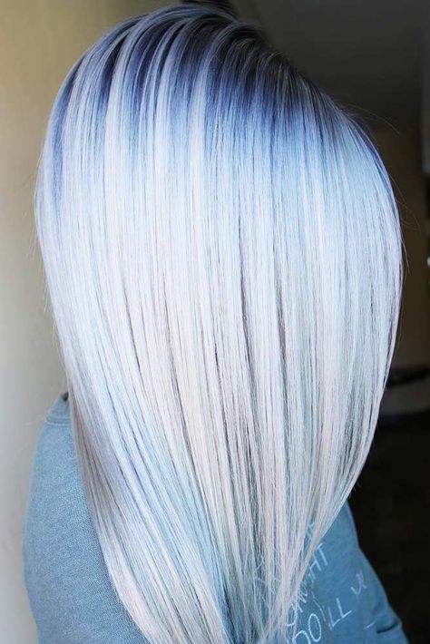 Blue Toned Roots To White #shadowroots ❤ If you want to forget about dull grown-out roots, the shadow root technique will be there for you. Get to know the latest low-maintenance solution for long-lasting color experiments. Our ideas will be your inspiration: platinum balayage with dark roots, silver looks for blondes, hip caramel options for brunette girls, and lots of amazing color jobs are here! ❤ #lovehairstyles #hair #hairstyles #shorthair Shadow Root Hair, Shadow Roots Hair, Shadow Root Blonde, Fairytale Hair, Icy Blonde Hair, Shadow Root, Low Maintenance Hair, Platinum Hair, Platinum Blonde Hair