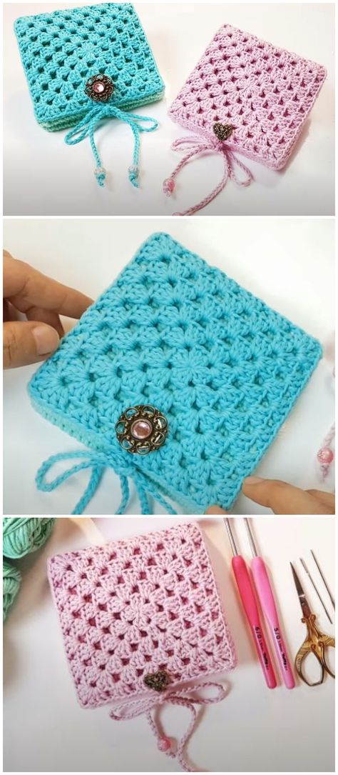 Granny Square Wallet, Wallet Crochet Pattern, Granny Square Handbag, Wallet Crochet, Granny Square Purse, Crochet Lovely, Crazy Crochet, Crochet Wallet, Square Handbag