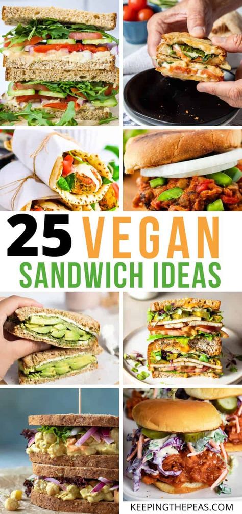 These vegan sandwich recipes are packed with veggies and make for a simple lunch or dinner idea. Stuffed with tons of plant-protein, and mouth-watering sauces, these easy healthy vegan sandwich recipes are flavorful and delicious. Even meat eaters will love them! Vegan Sandwich Ideas, Vegan Sandwich Recipes, Homemade Tofu, Vegan Sandwiches, Sandwich Ideas, Vegan Pesto, Veggie Sandwich, Vegan Lunches, Vegan Sausage