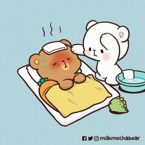 Sick Gif, Mocha Milk, Calin Gif, Bear Gif, Chibi Cat, Milk & Mocha, Cute Bear Drawings, Bear Drawing, Cute Cartoon Images