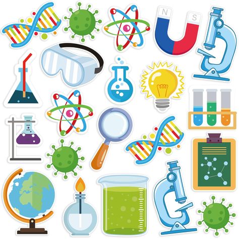 PRICES MAY VARY. 🧬【Science Bulletin Board Decorations】:You will get 48 pieces of science cutouts with 16 different designs, 3 of each pattern, and 100 glue dots for your use. The science cutouts for bulletin board are beautifully patterned and plentiful enough to meet your classroom or home science themed decorating needs. 🧪【Science Lab Theme Design】:This science paper cutout consists of patterns filled with science themed elements such as microscopes, test tubes, globes, U-shaped magnets, lig Science Wall Decoration Ideas, Science Class Decoration Ideas, Science Theme Decorations, Science Classroom Display, Science Fair Decoration Ideas, Science Class Decorations, Science Door Decorations, Science Decorations, Decorations For Classroom