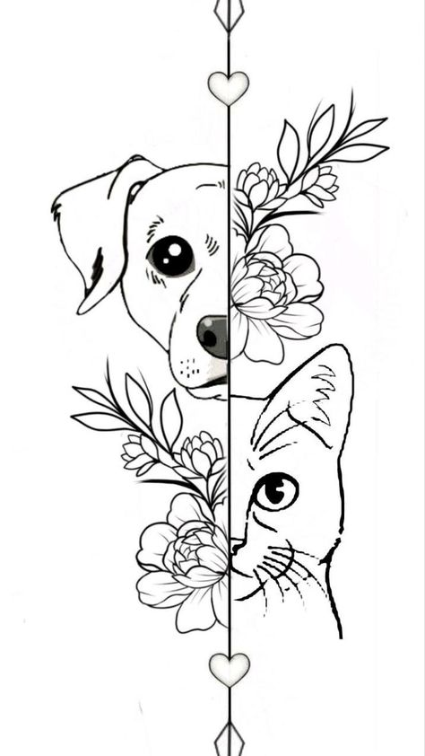 Dog Mandala, Animal Caricature, Doodle Inspiration, Cute Doodles Drawings, Doodle Art Designs, Cute Easy Drawings, Cat Treats, Dog And Cat, Tattoo Design Drawings