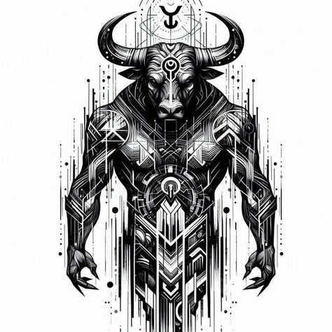 Bull Art Drawing, Armor Sleeve Tattoo, Taurus Bull, Bike Tattoos, Bull Tattoos, Bull Art, Taurus Tattoos, Geek Tattoo, Hand Tattoos For Guys