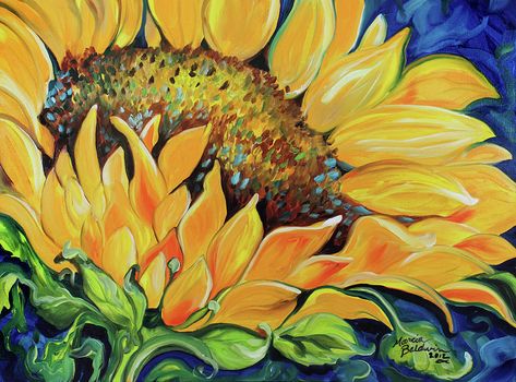 Line Element Of Art, Flower To Paint, Sunflower Canvas Painting, Canvas Painting Easy, Baby Sunflower, Easy Watercolor Paintings, Sunflowers Watercolor, Sunflower Room, Sunflower Mosaic