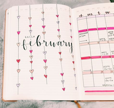 Journaling Ideas February, Bulett Journal Page Ideas February, Jornal Idea February, February Bujo Spread, February White Board Ideas, February Bulletin Journal Ideas, Bulett Journal Ideas February, February Planner Ideas, Febuary Spreads Bullet Journal