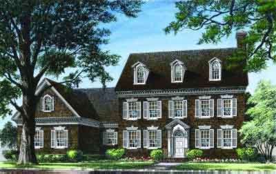 HousePlans.com 137-155 Georgian House Plans, House Plans Traditional, Colonial Style House Plans, Colonial House Plans, Homemaking Ideas, Southern House, Colonial Homes, Colonial Design, Southern House Plans