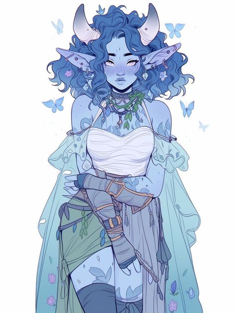 Drawing Tieflings, Dnd Town Ideas, Dnd Bard Outfit Female, Hot Dnd Characters Female, Firbolg Woman, Bg3 Character Ideas, Teifling Character Art, Teifling Dnd Art, Cute Tiefling