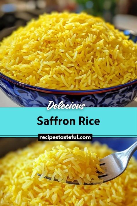 Saffron rice is a fragrant and colorful dish made with basmati rice, infused with aromatic saffron threads, perfect as a side for grilled meats, stews, or curries. Christmas Rice Side Dish, Saffron Rice In Rice Cooker, Persian Rice Recipe Basmati, Saffron Dishes, Recipes With Saffron, Lebanese Rice Recipe, Saffron Rice Recipe, Jasmine Rice Recipes, Spanish Saffron