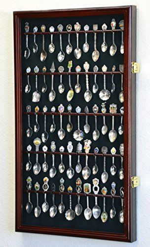 40 Larger Spoon Display Case Cabinet Wall Mount Rack Holder w98 UV Protection Lockable Cherry ** Find out more about the great product at the image link. Spoon Display, Spoon Rack, Hardwood Doors, Spoon Collection, Diy Display, Cabinet Wall, Wall Mount Rack, Wood Rack, Wooden Rack