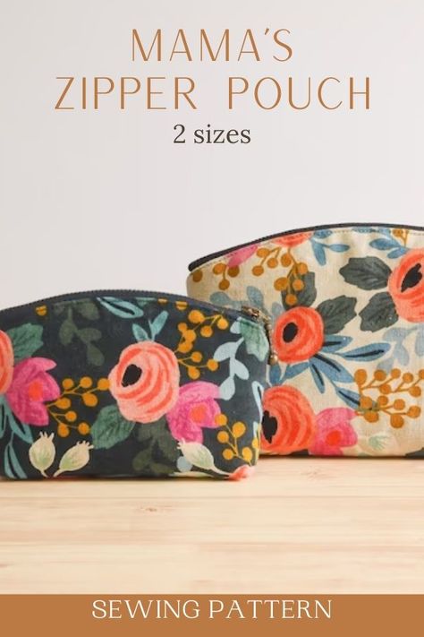 Zipper Pouch Sewing Pattern, Bags To Sew, Sewing Makeup Bag, Pouch Sewing Pattern, Makeup Bag Pattern, Unique Sewing Patterns, Cosmetic Bag Pattern, Purse Sewing Patterns, Pouch Diy