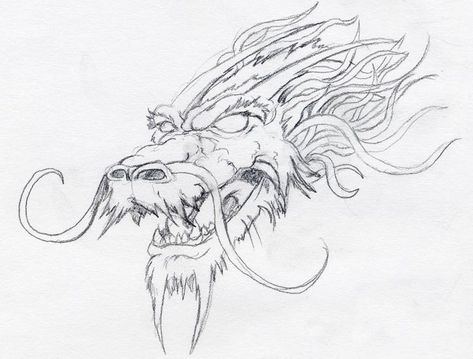 Dragon Draw, Tattoos Chinese, Dragon Head Drawing, Chinese Dragon Drawing, Dragon Head Tattoo, Easy Dragon Drawings, Chinese Dragon Tattoos, Dragon Chino, Kunst Tattoos