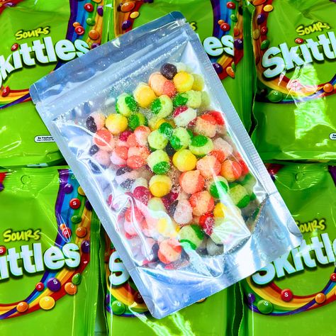 Freeze-Dried Sour Skittles 👀 Super tasty, perfectly crunchy, and they dissolve in your mouth 😍  We tested these by putting them in our retail shop, and they became so popular! So now we are offering them online. Who is keen to try some? 🌈 Freeze Dried Skittles Diy, How To Make Freeze Dried Skittles, Freeze Dried Candy Labels, Selling Freeze Dried Candy, Freeze Dried Skittles, Sour Skittles, Dried Candy, Freeze Dried, Freeze Drying