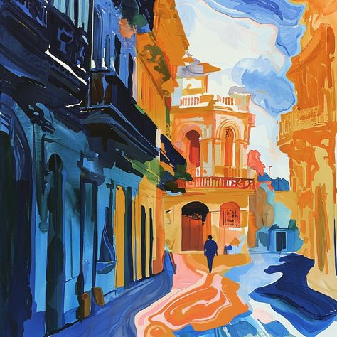 The Streets of Havana! Check us out at: https://pinehalldesignco.com/ #havana #cuba #travel #music #art #vibe #color #rustic #abstract #painting Cuba Color Palette, Cuba Painting, Cuba Art, Cuba Street, Art Vibe, Blues Dance, Cuban Art, Vintage Inspired Art, Travel Music