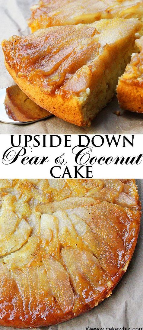 Pear Cakes Easy, Pear Walnut Upside Down Cake, Pear Upside Down Cake Easy, Upside Down Pear Cake Recipe, Pear Entree Recipes, Pear Sauce Cake, Pear Deserts Recipes Easy, Pear Desserts Easy Simple, Pear Cake Recipes Easy