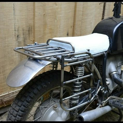 BMS rack and pannier mount Pan Scrambler, Truck Motorcycle Carrier, Custom Tracker Motorcycle, Motorcycle Carrier Rack, Trailer Hitch Motorcycle Carrier, Motorcycle Luggage Rack, Cb 450, Cafe Racer Parts, Motorbike Accessories