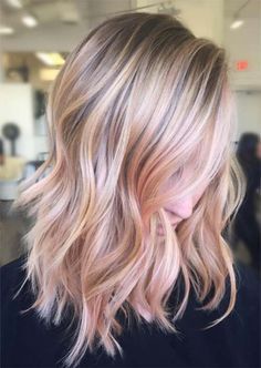 Balayage Hair Trend: Balayage Hair Colors & Balayage Highlights: Rose Gold Balayage Highlights Rose Gold, Rose Hair Color, Blond Rose, Rose Gold Balayage, Pink Blonde Hair, Gold Hair Colors, Hair Color Rose Gold, Colored Hair Tips, Balayage Blonde