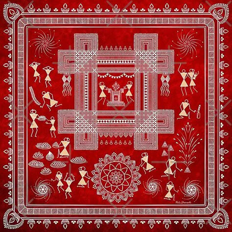 Chittara Art, Diwali Warli Art, Varli Painting Art, Traditional Paintings Indian Folk Art, Hase Chittara Art, Warli Art Gods, Meditation Art Spirituality, Diwali Painting, Newspaper Painting