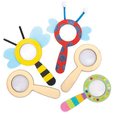 Design Your Own Wooden Magnifying Glasses - Baker Ross Detective Crafts, Fair Crafts, Eid Crafts, Frog Crafts, Magnifying Glasses, Felt Crafts Diy, Bug Art, Bible Crafts For Kids, Science Toys