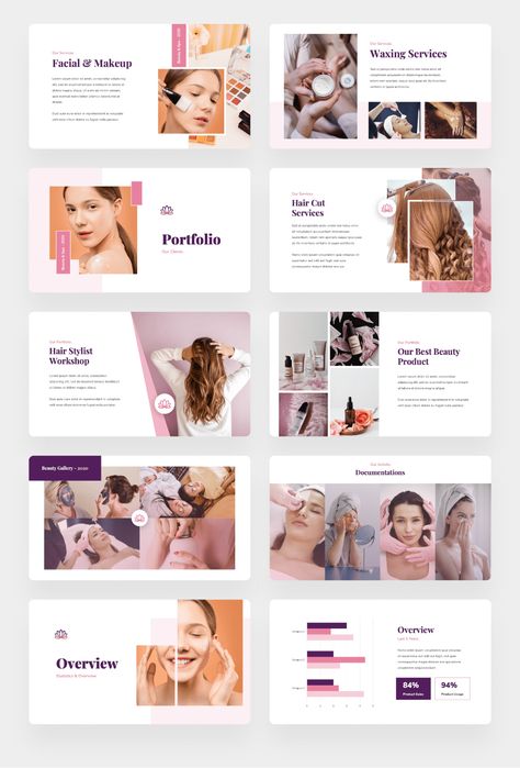 Cosmetics Presentation Design, Beauty Presentation Design, Makeup Presentation, Power Point Aesthetic, Mua Portfolio, Beauty Portfolio, Catalog Design Layout, Presentation Pictures, Pitch Presentation