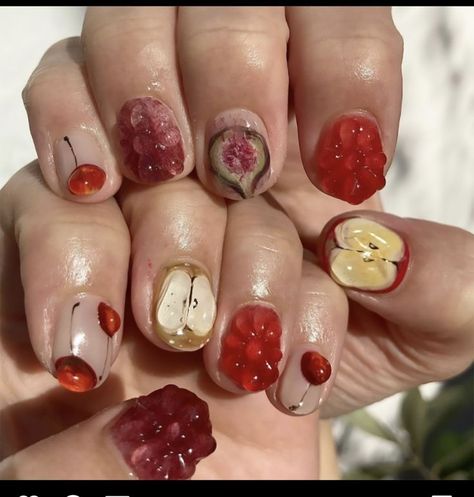 Jelly Fruit, Nail Instagram, Fresh Manicure, Pretty Gel Nails, Soft Nails, Nail Tattoo, I Love Nails, Fruit Design, A Fruit