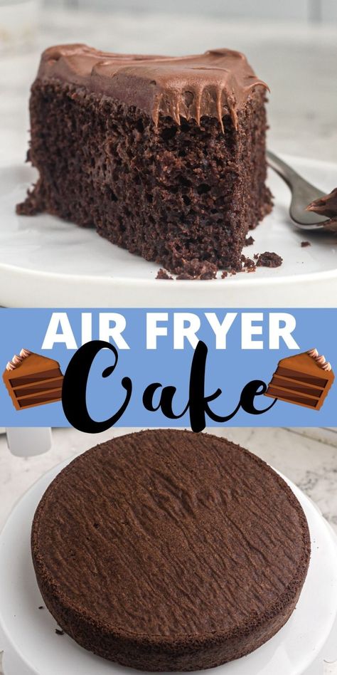 Making Air Fryer Cake is an incredibly easy way to whip up a fast dessert. Using a box mix or from scratch, you will have a perfect cake. Air Fry Desserts, Baking In Air Fryer, Air Fryer Chocolate Cake, Chocolate Cake With Frosting, Air Fryer Cake, Cake With Frosting, Air Fryer Cake Recipes, Chocolate Chip Pound Cake, Dessert Cravings