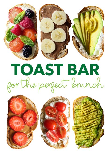 How to Make a Toast Bar + 5 Recipes for the Perfect Brunch Healthy Brunch Ideas, Toast Bar, Brunch Bar, Yummy Healthy Breakfast, Healthy Brunch, Perfect Brunch, Breakfast Toast, Brunch Ideas, Toast Recipes