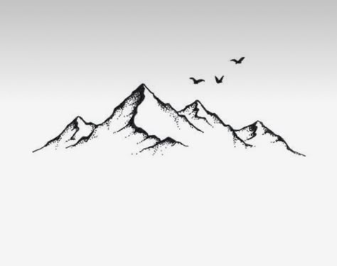 Stipple Mountain Tattoo, Mountain Range Tattoo Men, Tattoo Designs Mountains, Alps Tattoo Simple, Whistler Mountain Tattoo, Geometric Mountain Tattoo Simple, Gatlinburg Tattoo Ideas, Mountain Tattoo With Birds, Banff Mountain Tattoo