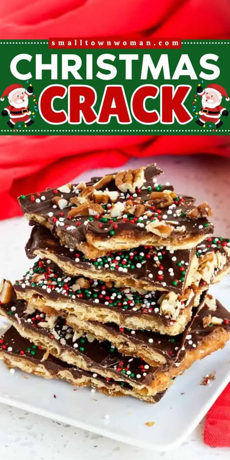 Looking for Christmas dessert ideas? You're just less than 20 minutes away from this crack candy! Layered with crackers, toffee, and chocolate, this Christmas crack recipe is highly addictive. This salty and sweet treat to make at home is also great as gifts and on cookie trays! Ritz Cracker Toffee, Saltine Cracker Toffee, Saltine Toffee, Cracker Candy, Christmas Hostess, Toffee Candy, Cracker Toffee, Toffee Recipe, Christmas Cracker