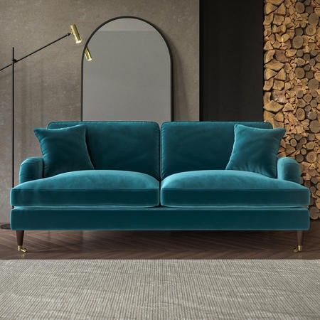 Teal Velvet 3 Seater Sofa - Payton - Furniture123 Velvet Sofa Teal, Payton Sofa, Blue Velvet Loveseat, Teal Velvet Sofa, Teal Sofa, Dining Room Paint, Dressing Table With Chair, Teal Velvet, Bedroom Seating