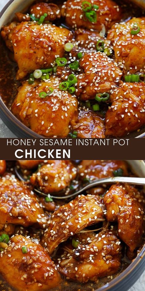 Instant Pot Recipes With Chicken, Recipes With Chicken Thighs, Honey Sesame Sauce, Best Instant Pot Recipes, Recipes With Chicken, Moist Chicken, Honey Sesame Chicken, Honey Sesame, Chicken Thigh Recipes Oven