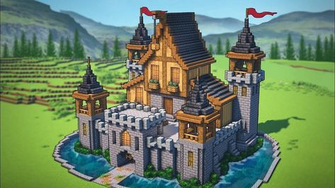 Minecraft Castle Ideas Medieval, Minecraft Castle Builds, Minecraft Burg, Minecraft Small Castle, Minecraft Castle Designs, Construction Minecraft, Minecraft Kingdom, Castle Ideas, Minecraft Things