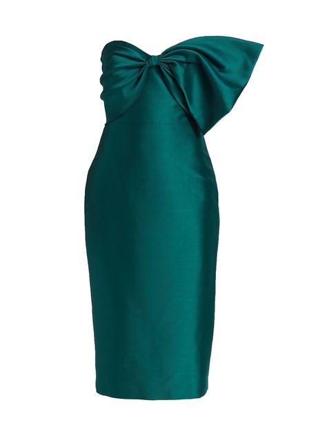 Shop Badgley Mischka Mikado Satin Bow Midi-Dress | Saks Fifth Avenue Badgley Mischka Dress, Fashion Design Patterns, Virtual Stylist, Fashionista Clothes, Satin Midi Dress, Dresses Vintage, Satin Bow, Sweetheart Neck, 2016 Fashion