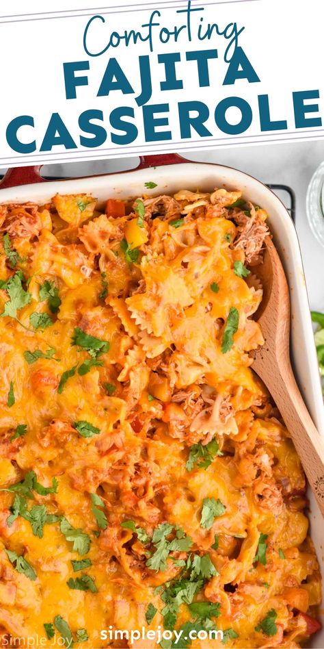 This Fajita Casserole is full of delicious fajita taste in a cheesy pasta bake. The flavors in this recipe are perfect with my homemade fajita seasoning. Fajita Pasta Bake, Freezing Cooked Chicken, Fajita Casserole, Fajita Seasoning Recipe, Fajita Pasta, Cheesy Pasta Bake, Boiled Chicken Breast, Homemade Fajita Seasoning, Cheesy Pasta