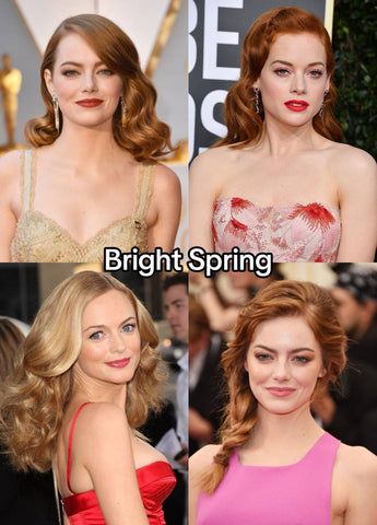 Bright Spring Color Analysis: A Complete Guide – Four Seasons Studio Bright Spring Hair Color, Kara Swanson, Spring Color Analysis, Bright Spring Makeup, Bright Spring Color Palette, Warm Spring Color Palette, Body Shape Guide, Seasonal Palette, Colour Season