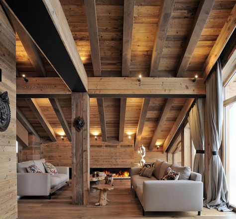 Chalet Lighting, Mountain Chalet Interior, Ski Cottage, Lighting Truss, Suite Master, Chalet Interior, Design Atelier, Mountain Chalet, Italian House