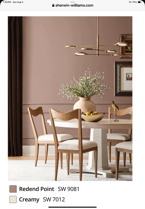 Mauve Dining Room Walls, Mauve Dining Room, Pink Dining Rooms, Workout Room, House Dining Room, Paint Inspiration, Bungalow Design, Wood Interiors, Dining Room Walls