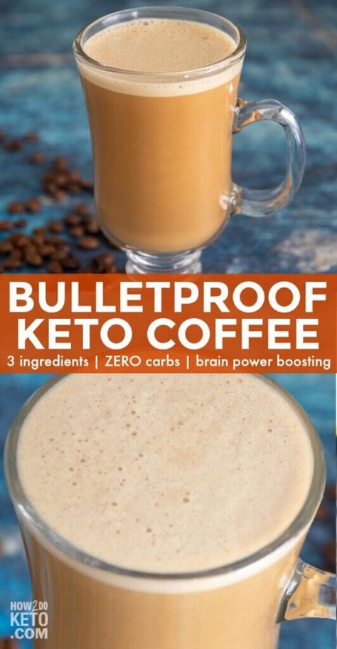 Bulletproof Coffee Recipe, Keto Coffee Recipe, Desayuno Keto, Low Carb Cocktails, Keto Coffee, Keto Drink, Bulletproof Coffee, Coffee Recipe, Keto Foods